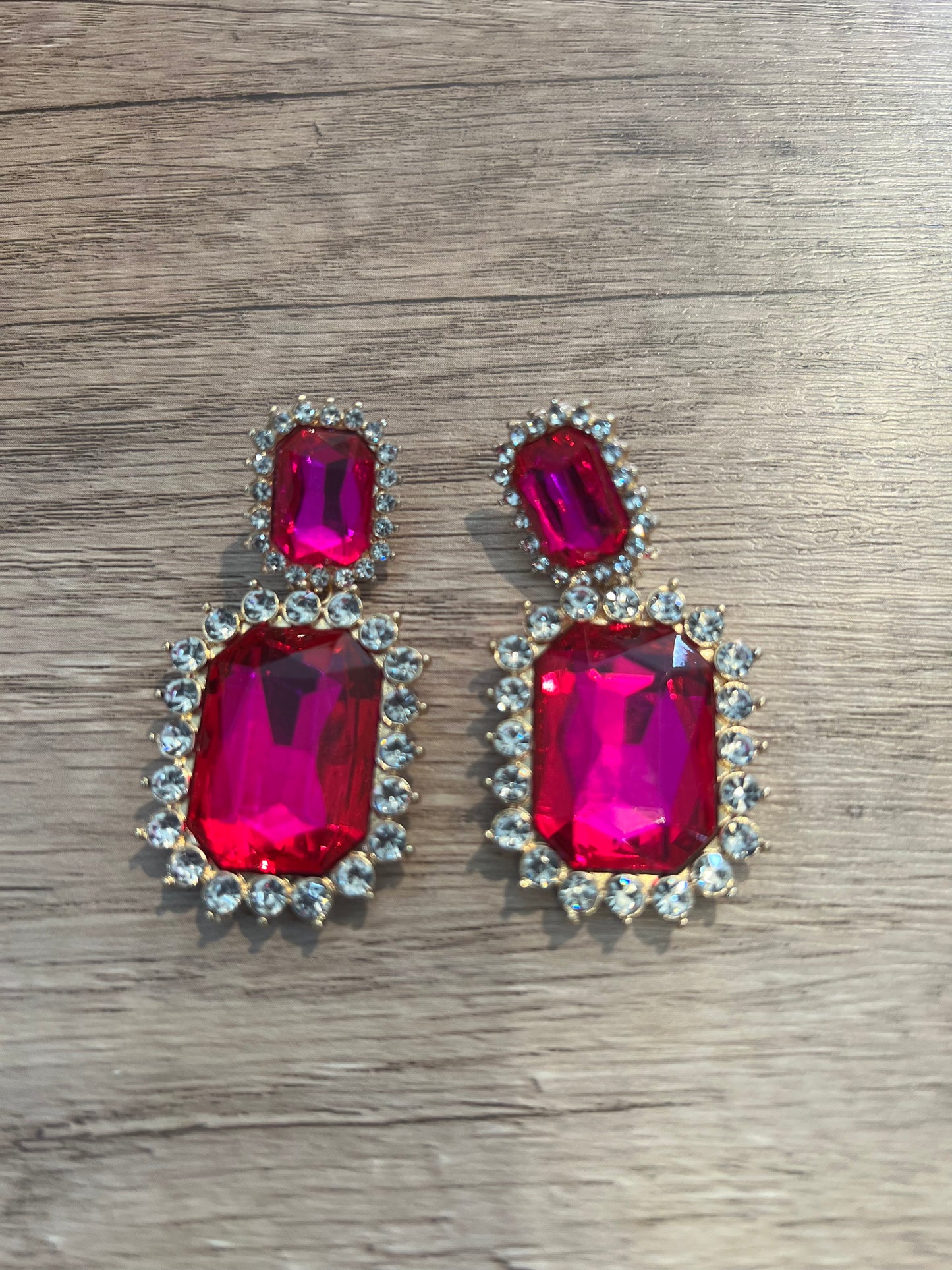 Luxe Rectangle Rhinestone Dangle Earring