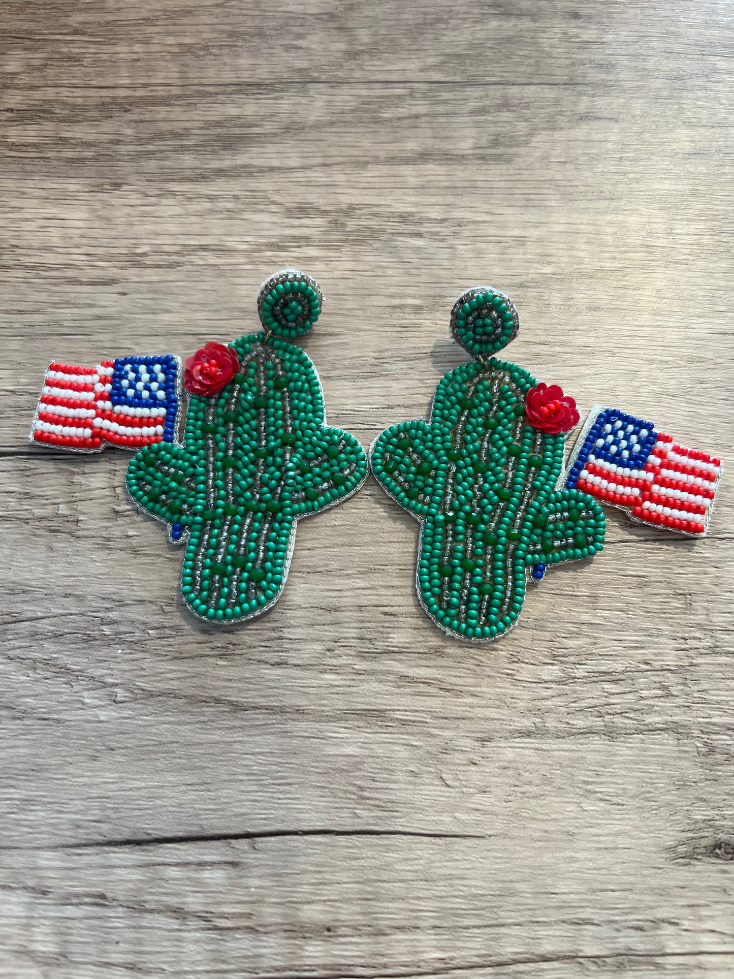 Cactus American Flag Earrings