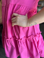 Fuchsia Collared Tshirt Dress