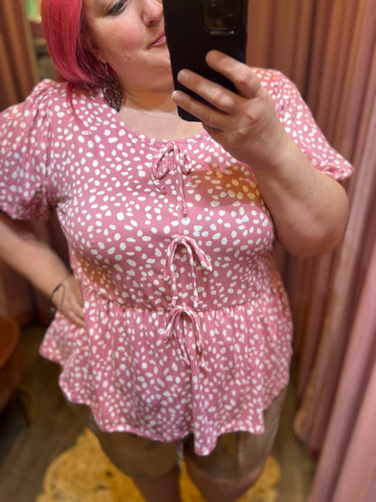 Front Ribbon Bow Tie Top