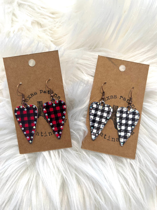 Buffalo Check Heart Earrings