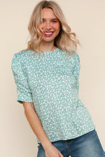 Round Neck Sage Floral Top