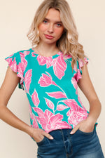Round Neck Teal and Pink Top