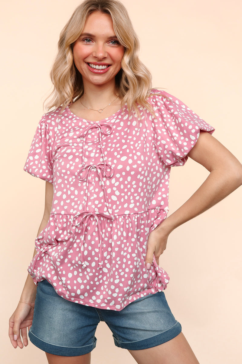 Front Ribbon Bow Tie Top
