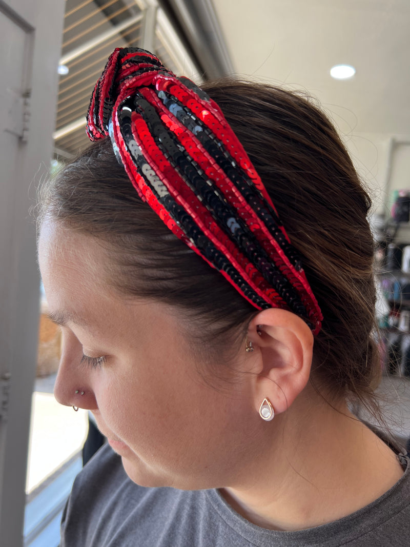Black and Red Striped Headband