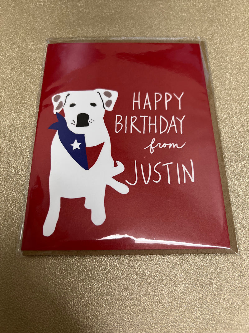 Happy Birthday from Justin Greeting Card