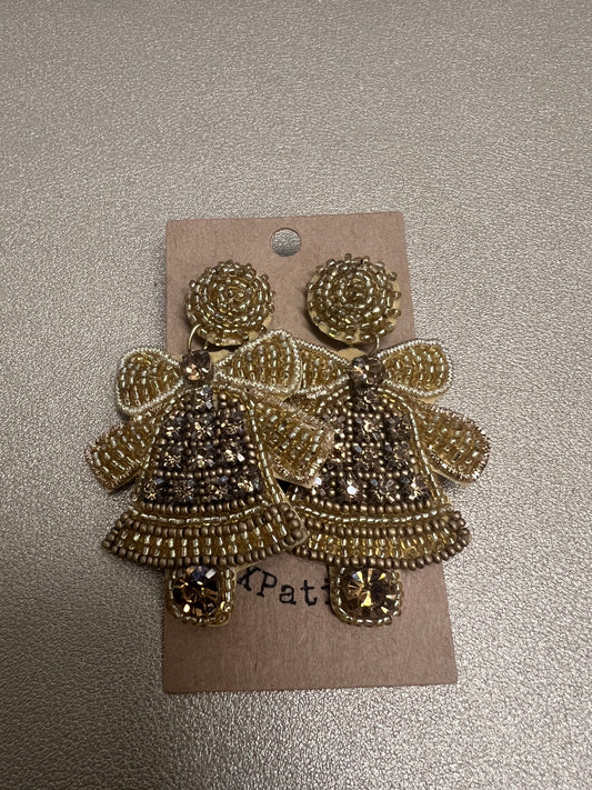 Beaded Gold Bell Earrings