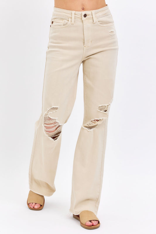 High Waist Garment Dyed Straight Leg 88823