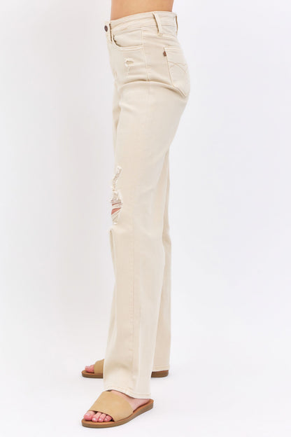 High Waist Garment Dyed Straight Leg 88823