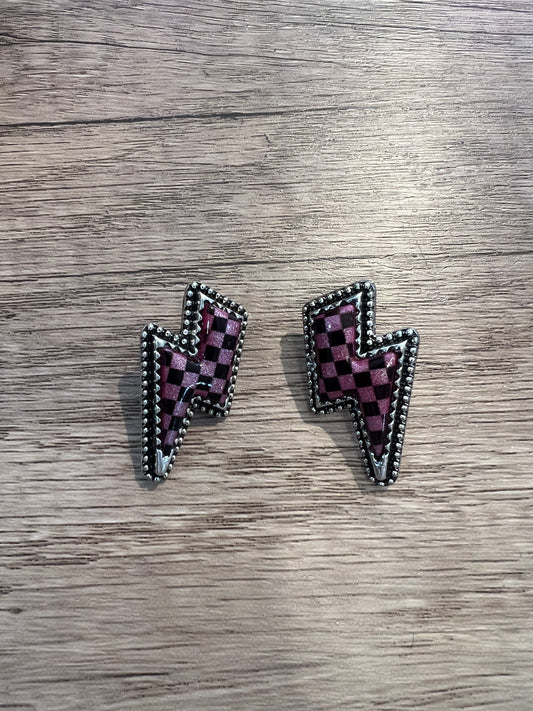 Pink Lightning Bolt Earrings