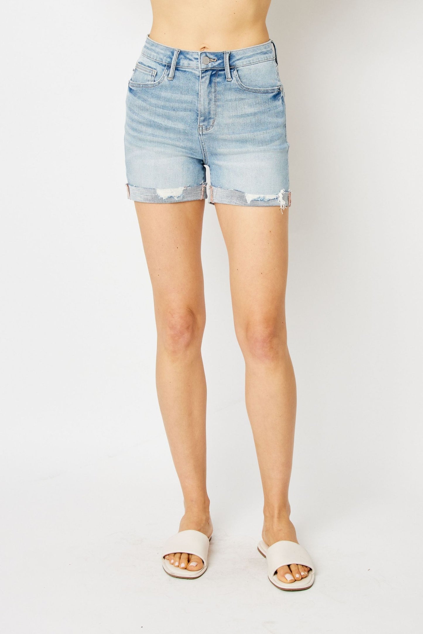 High Waist Destroy Cuffed Cut Off Shorts Judy Blue 150184