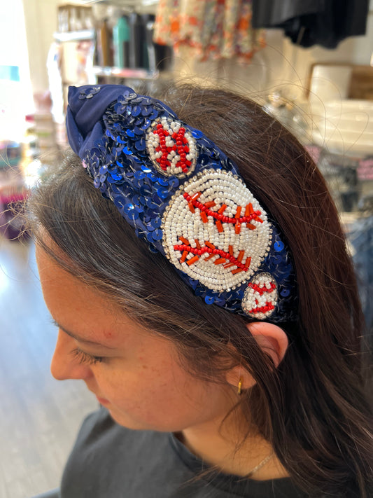 Blue Baseball Headband