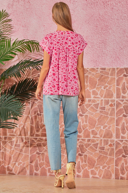 Leopard Print Flutter Sleeve