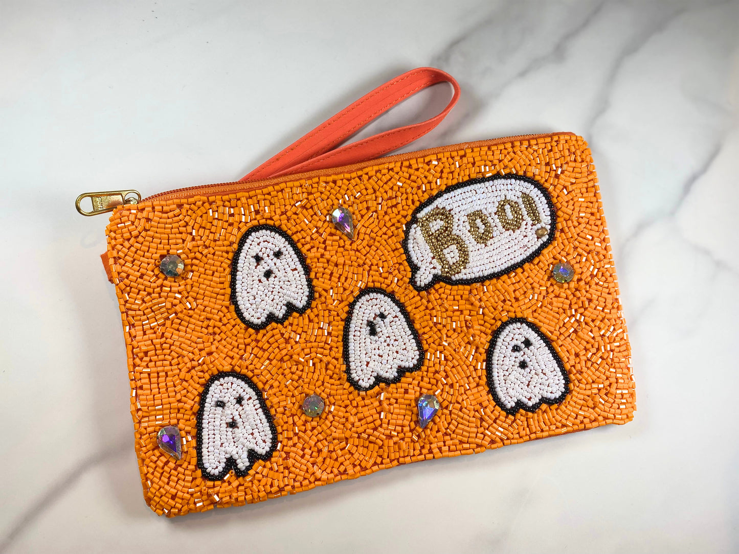 Ghost Beaded Wristlet