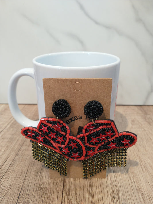 Red and Black Cowboy Hat Earrings