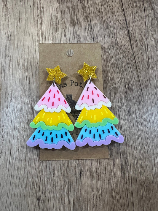 Pastel Acrylic Tree Earrings