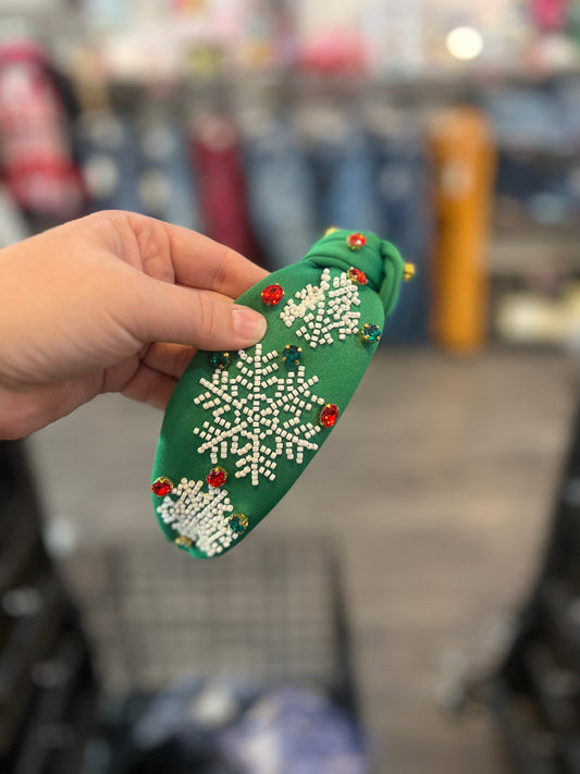 Green Snowflake Headband