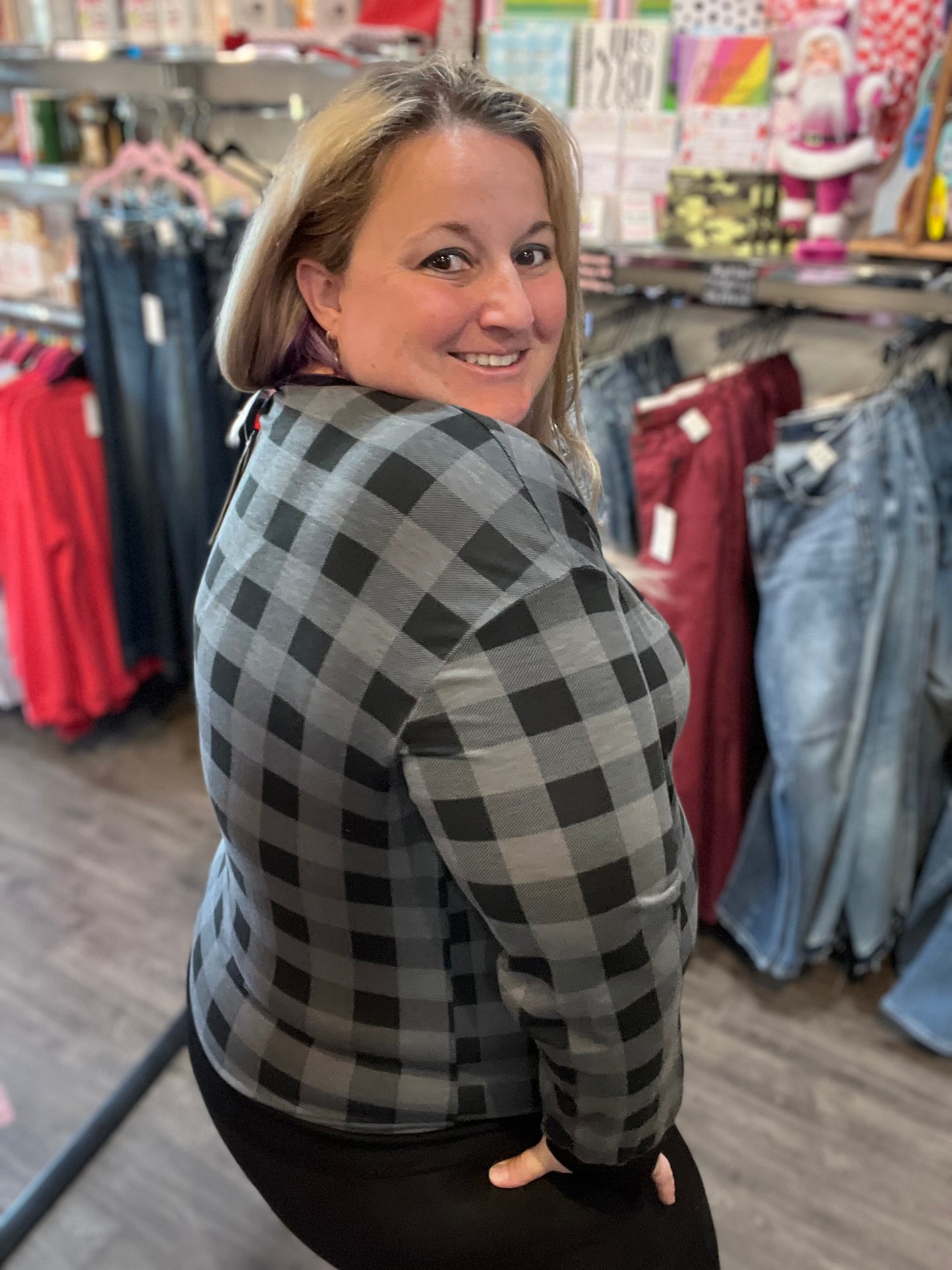 Plaid With Me Long Sleeves T-Shirt, Grey