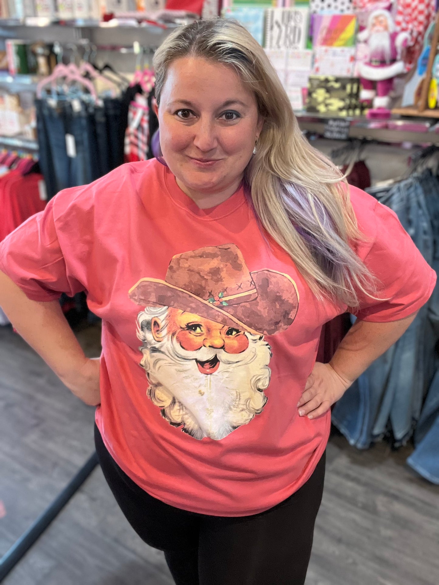 Cowboy Santa Hat Graphic Tee