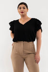 Double Ruffle Sleeve Black
