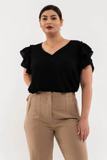 Double Ruffle Sleeve Black