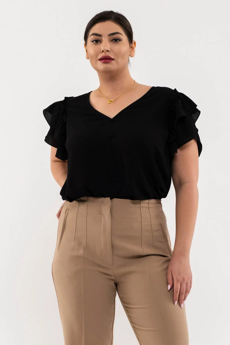 Double Ruffle Sleeve Black