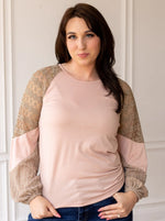 Powder Pink Lace Patch Sleeve Top