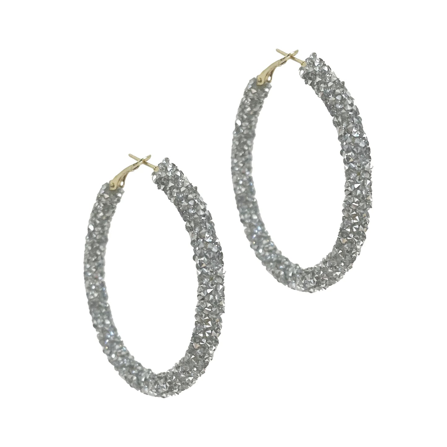 Silver Rhinestone Hoops