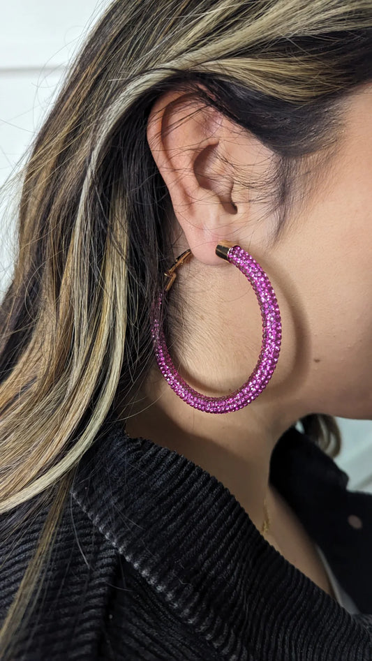 Let's Go Girls Crystal Hoop Earrings