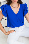 Double Ruffle Sleeve Royal Blue