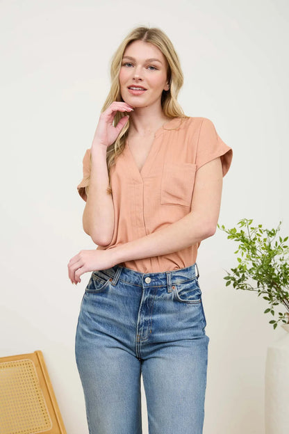 Back Button Split Shirt