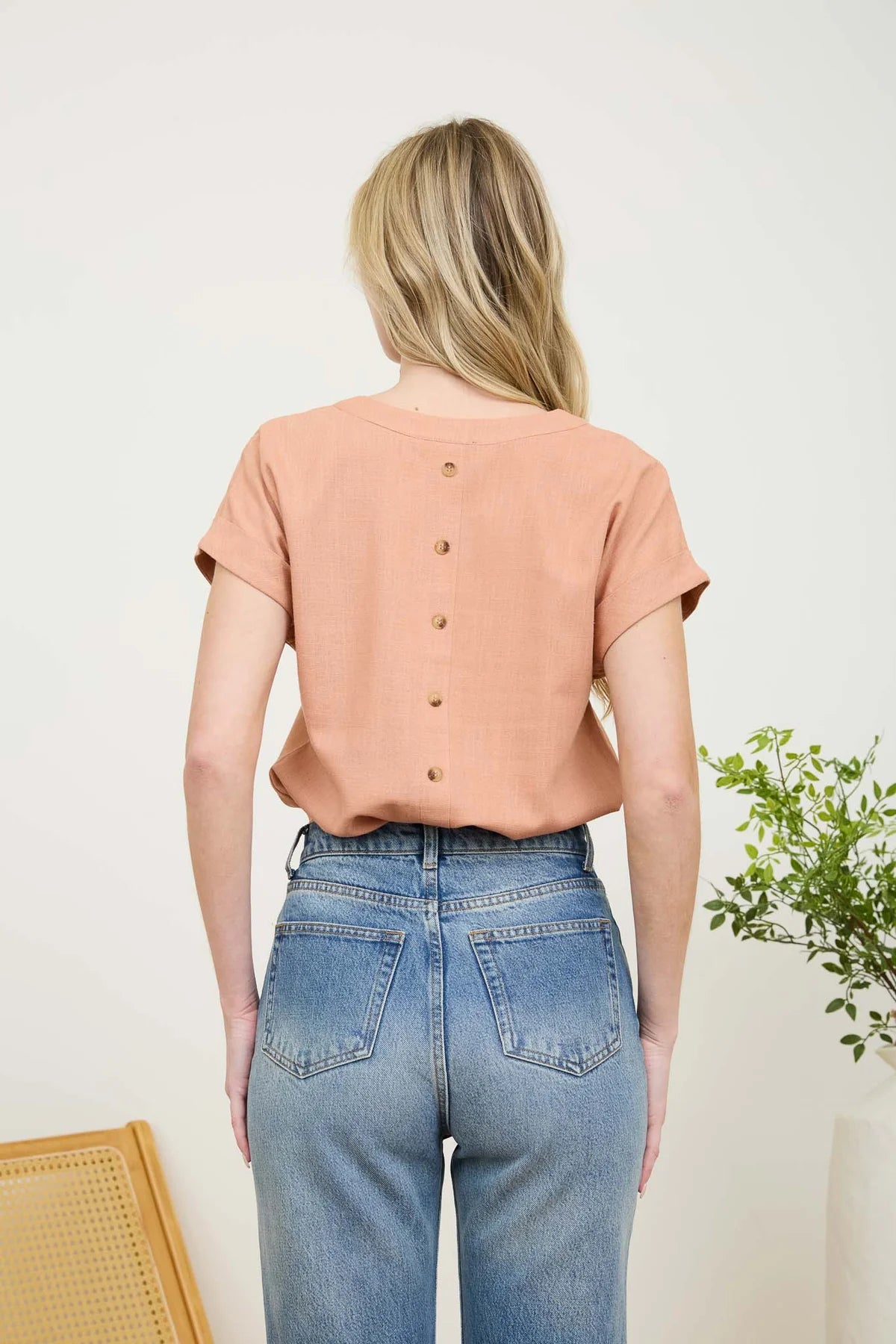 Back Button Split Shirt