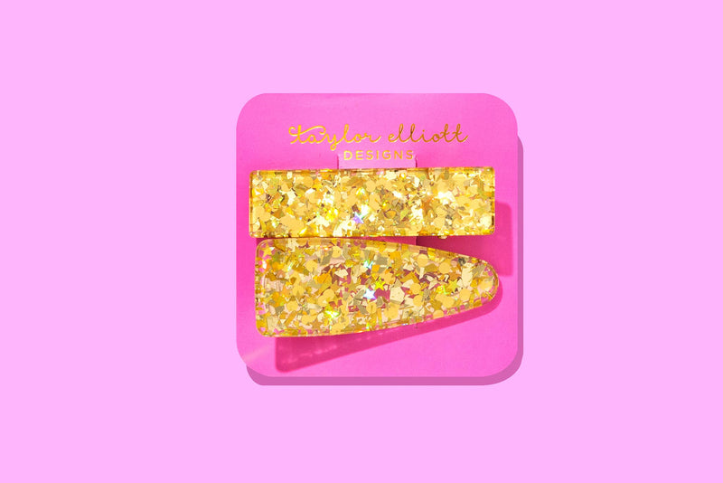 Hair Clip Set - Gold Confetti - Set of 2