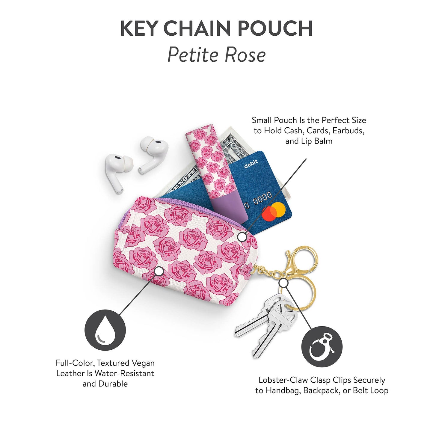 Petite Rose Key Chain Pouch