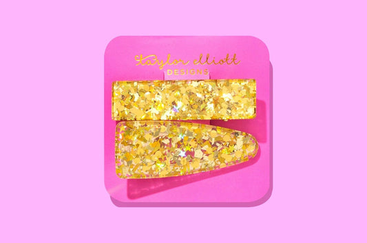 Claw Hair Clip Set - Med - Gold Confetti - 2 Pcs