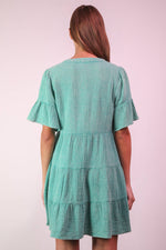 9-Mineral Washed Baby Bell Sleeve Woven Mini Dress