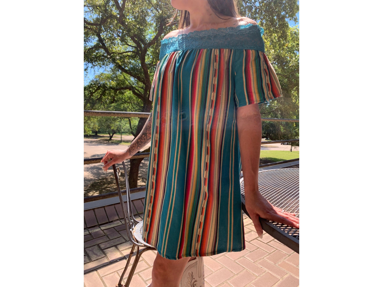 Off the Shoulder Midi Dress Serape