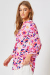 Pink Floral 3/4 Sleeve Lizzy Wrinkle Free Top