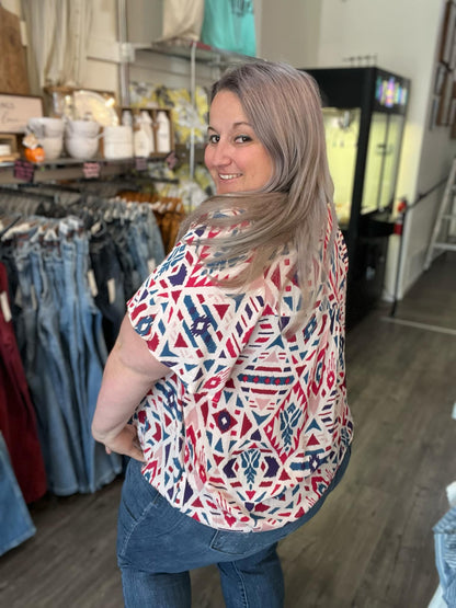 Aztec Purple and Pink Top