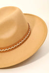 Braided Faux Leather Strap Fedora Fashion Hat