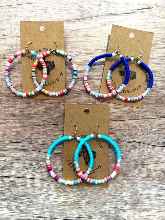 Colorful Beaded Hoop Earrings