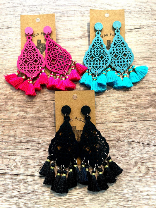 Tassel Drop Statement Earrings
