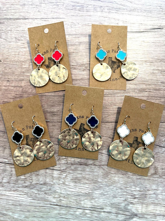 Hammered Disc Dangle Earrings