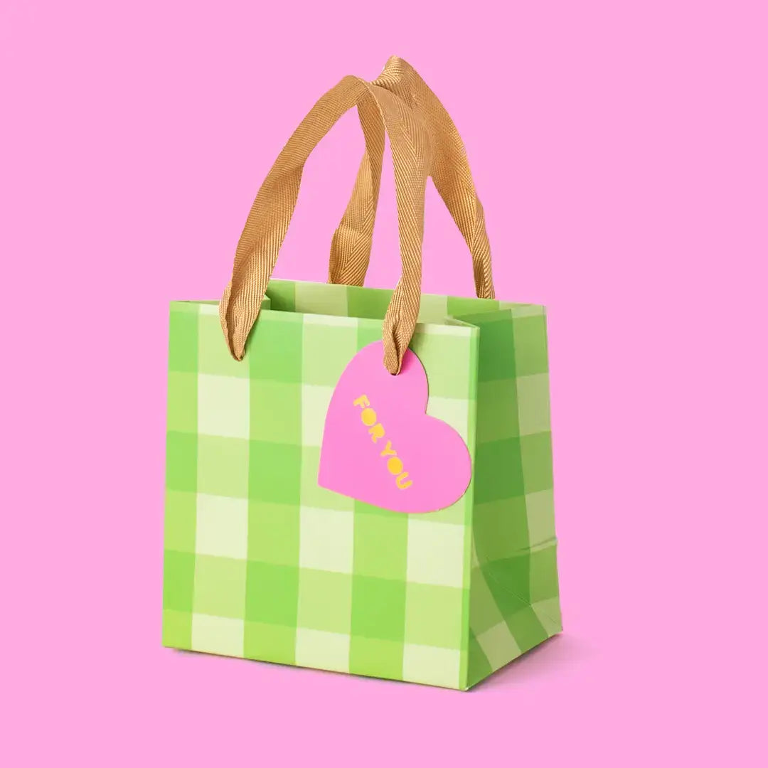 Gift Bags - Green Gingham - Assorted Sizes