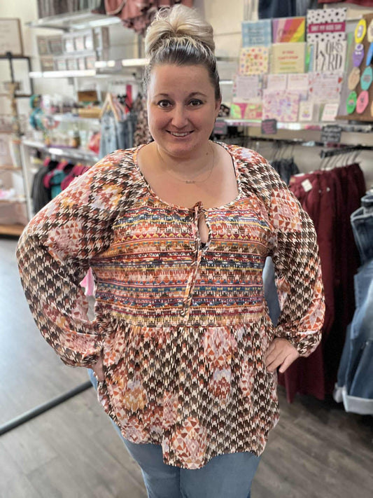 Embroidered Long Sleeve Top