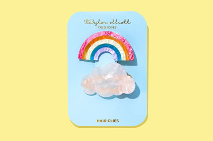 Claw Hair Clip Set - Med - Rainbow + Cloud - 2 Pcs