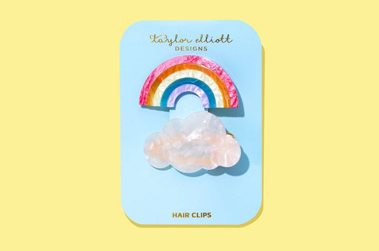 Claw Hair Clip Set - Med - Rainbow + Cloud - 2 Pcs
