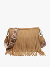 Sadie Suede Fringe Crossbody w/ Guitar Tan