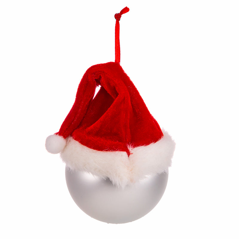 Glass Painted Santa Face Ball Ornament