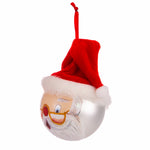 Glass Painted Santa Face Ball Ornament